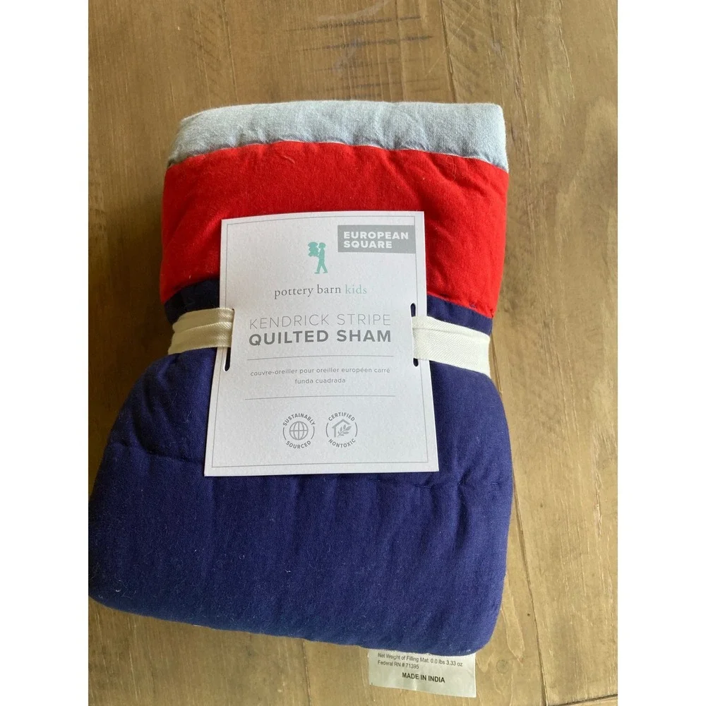 Pottery Barn Kids Kendrick Stripe Quilted Sham‎ European Square Multi Color NEW